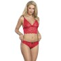 SUBBLIME - 3-teiliges Set aus Spitze und Satin in Rot L/XL