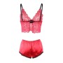 SUBBLIME - 3-teiliges Set aus Spitze und Satin in Rot L/XL