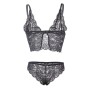 SUBBLIME 3-teiliges Set aus Spitze und Satin, Schwarz S/M