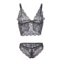 SUBBLIME 3-teiliges Set aus Spitze und Satin, Schwarz S/M