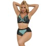 SUBBLIME - 955564 Grünes Patentleder Mesh Push-up BH Set L/XL