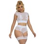 SUBBLIME - 954048 BH + Slip mit Strapsgürtel Weiß L/XL