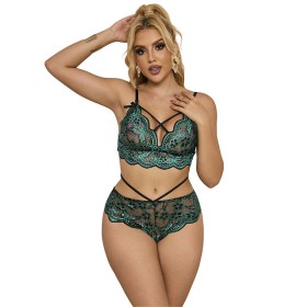 SUBBLIME - 954086 BH + Spitzenpanty Grün S/M - Elegante Damenunterwäsche