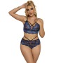 SUBBLIME - 954062 Spitzen-BH und Panty in Blau S/M