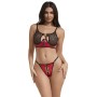 SUBBLIME - 955540 Rotes glänzendes Kunstleder-Mesh-BH-Set mit Reißverschluss L/XL