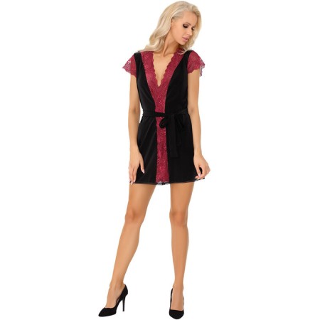 LIVCO CORSETTI FASHION - Kumiko LC 90428 Bademantel + Slip Schwarz S/M