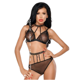 ME-SEDUCE - Dotty Set Zweiteilig Schwarz S/M