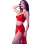 CHILIROSE CR 4850 Set aus rotem Top und Leggings mit goldenen Accessoires