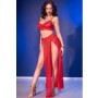 CHILIROSE CR 4850 Set aus rotem Top und Leggings mit goldenen Accessoires