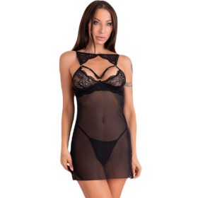 Livco Corsetti Fashion - Krolina LC 90734 Chemise & Tanga Schwarz S/M