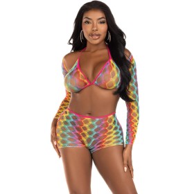 Leg Avenue - Dreiteiliges Multicolor Mesh-Set