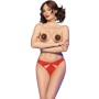 CHILIROSE CR 4839 Weihnachts-Set mit Nippelabdeckungen und roten Panties L/XL