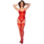 CHILIROSE CR 4845 Korsett und Strümpfe Rot XL - Elegantes Dessous-Set