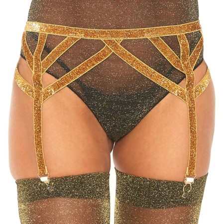 Leg Avenue Lurex Elastischer Strumpfhalter in Gold - Einheitsgröße