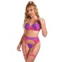 SUBBLIME - 955359 Spitzen-BH-Set mit Strapshaltern in Rosa und Lila S/M