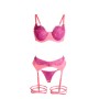 SUBBLIME - 955366 BH-Set mit Spitzenbesatz und Strapshaltern in Rosa und Lila L/XL