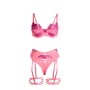 SUBBLIME - 955366 BH-Set mit Spitzenbesatz und Strapshaltern in Rosa und Lila L/XL
