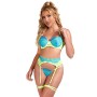 SUBBLIME - 955311 Spitzen-BH- und Strapset Grün-Blau S/M