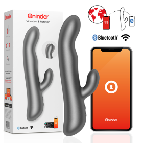 ONINDER OSLO Rabbit Vibrator mit Vibration & Rotation, Schwarz, App-gesteuert