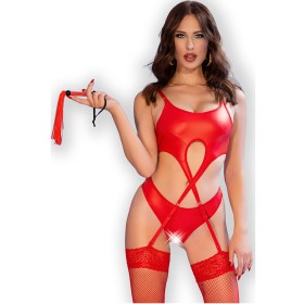 CHILIROSE CR 4625 Set – 4-teiliges rotes Crotchless Dessous-Set M