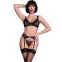 CHILIROSE CR 4692 Set Vier Teile Schwarz L - Verführerische Spitzen-Dessous