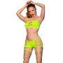 CHILIROSE CR 4866 Neon-Grünes Top und Shorts Set S/M