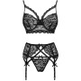 LIVCO CORSETTI FASHION Moridam LC 90552 BH + Strumpfhalter + Panty Schwarz L/XL