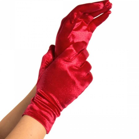 Leg Avenue Satin Handschuhe Rot – Elegante, elastische Kurzhandschuhe