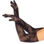 Leg Avenue Nahtlose Netz-Opera-Handschuhe mit floralem Muster Schwarz
