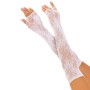 Leg Avenue Netz Fingerlose Handschuhe mit floralem Muster Weiß