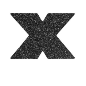 BIJOUX FLASH Kreuz Nippel-Pasties Schwarz - Wiederverwendbare, selbstklebende Körperschmuck