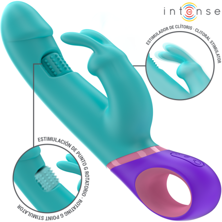 INTENSE - MÓNICA Rabbit Vibrator mit rotierendem G-Punkt Stimulator in Blau