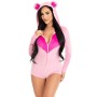 Leg Avenue - Teddy Bear Samt Body Pink S - Weicher Kuschelanzug