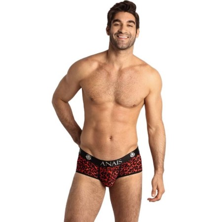ANAIS MEN - TRIBAL Sportlicher Herren-Slip XL aus roter Mikrofaser mit Animal-Print