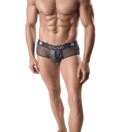 ANAIS MEN - ARES JOCK BIKINI aus Netz und Leder, schwarz