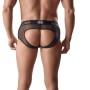 ANAIS MEN - ARES JOCK BIKINI aus Netz und Leder, schwarz
