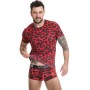 ANAIS MEN - SAVAGE T-Shirt S aus rotem Mikrofaser mit Animal-Print