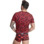 ANAIS MEN - SAVAGE T-Shirt S aus rotem Mikrofaser mit Animal-Print