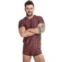 ANAIS MEN - TRIBAL Herren-T-Shirt aus roter Mikrofaser mit Animal-Print