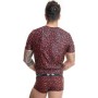 ANAIS MEN - TRIBAL Herren-T-Shirt aus roter Mikrofaser mit Animal-Print