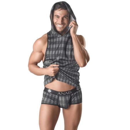 ANAIS MEN - AEGIS Kapuzen-Tanktop mit Karomuster