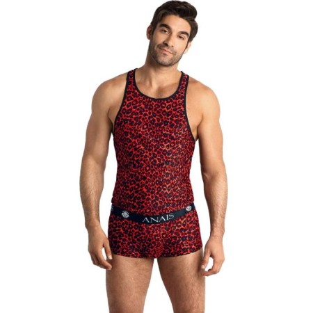 ANAIS MEN - Tribal Top Herren Tanktop aus roter Mikrofaser