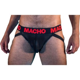 MACHO MX26X2 Jockstrap Schwarz/Rot mit elastischem, halbtransparentem Stoff