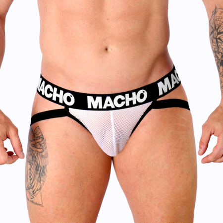 MACHO MX26X1 JOCK REJILLA WEIß – Elastischer, halbtransparenter Suspensorium