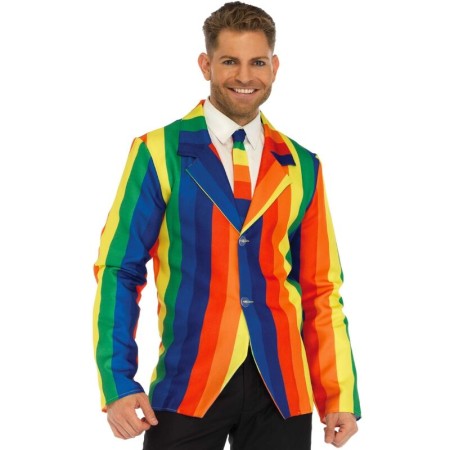 Leg Avenue Blazer und Regenbogen-Krawatte S – Bunter Partyanzug
