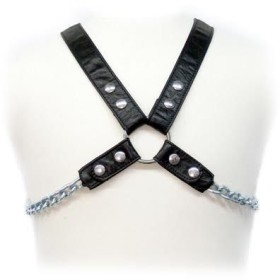 LEATHER BODY - Chain Harness II - Verstellbares Leder-BDSM-Geschirr für Herren