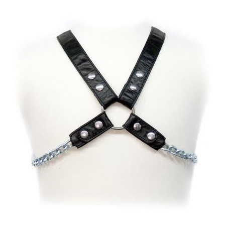 LEATHER BODY - Chain Harness II - Verstellbares Leder-BDSM-Geschirr für Herren