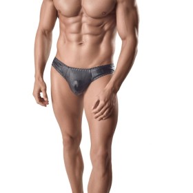 ANAIS MEN - ARES Tanga II Schwarzer Herrenleder-String 2XL