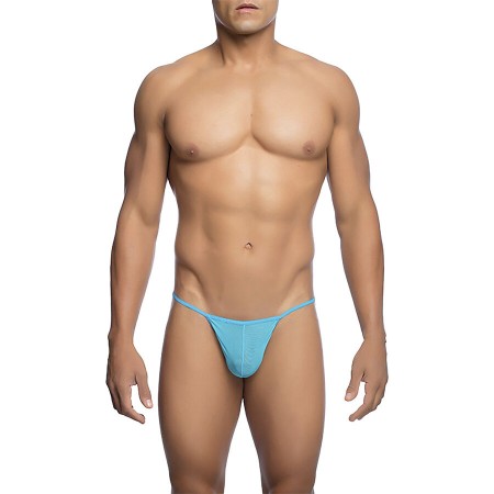 MOB Transparenter T-förmiger Herren-Tanga Aqua Größe L/XL