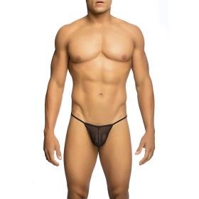MOB Transparenter T-förmiger Herren-Tanga Schwarz Größe L/XL